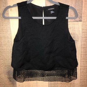Black Cropped Tank with a Mesh Detail